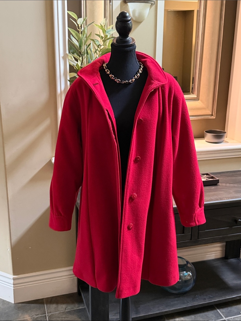 Vintage Wool Pea Coat with Detached Scarf
